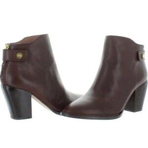 Louise Et Cie Leather Ankle Boots Womens 9.5 Brown Pointed Toe  Block Heel Class